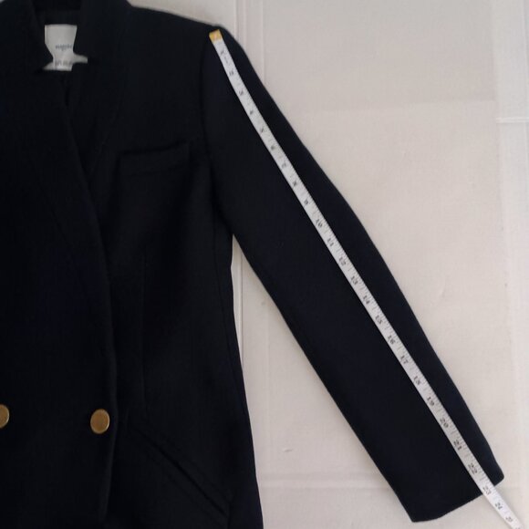 Mango Wool Blend Double Breasted Mid-Thigh Suit Coat Navy Blue Women’s XXS EUC - Picture 13 of 16